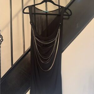 Alice + Olivia Black Dress with Silver Chain Accents